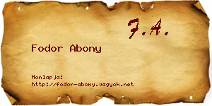 Fodor Abony névjegykártya